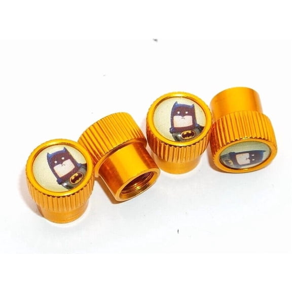 4pcs Universal Fit Cute Batman Car Wheel Tire Air Valve Cap Stem Dust Cover Gold