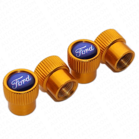 4pcs Universal Fit Ford Car Wheels Tire Air Valve Caps Stem Dust Cover Gold