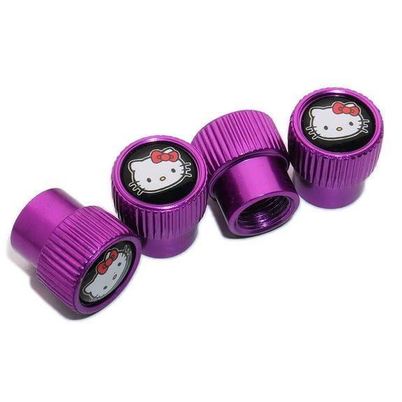 4pcs Universal Hello Kitty Car Wheels Tire Air Valve Caps Stem Dust Cover Purple