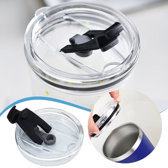 4pcs Universal Spill Proof Tumbler Replacement Lid 3.7" Splash Resistant Cover with Slider for Travel Tumblers Black