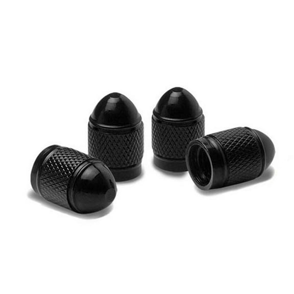 4pcs Universal Tire Wheel Bullet Style Dust Caps Air Stem Black For Cars Trucks