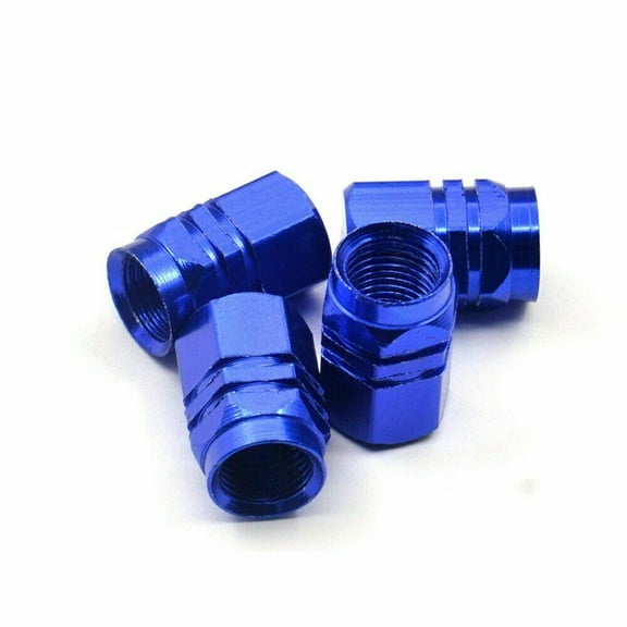 4pcs Universal Tire Wheel Dust Caps Air Stem Valve Blue For Car Truck Van Sport