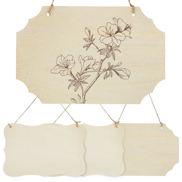 4pcs Unpainted Signs Blank Wooden Plaque Plain Wood Slices Wall Hanging Signs Rustic Wall Decorations Wood Painting Crafts