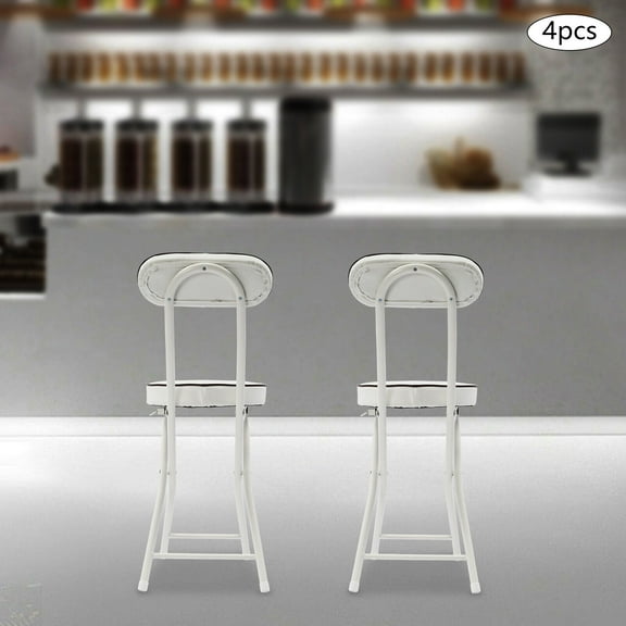 4pcs Upholstered Counter Stool Bar Stool Portable Folding Kitchen Dining Chair