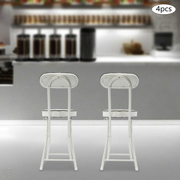 4 Pieces Upholstered Counter Stool Bar Stool Portable Folding Kitchen Dining Chair Each Chair Load Capacity: 125kg/275.58lbs