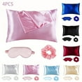 thumbnail image 1 of 4pcs Uralili Satin Pillowcase Set With Eye Mask And Hair Scrunchie – 2 Satin Pillowcases (No Core), Smooth Soft Sleeping Accessories, Home Bedding Decor, 1 of 8