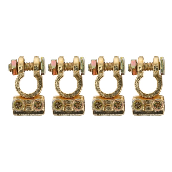 LULULION 4Pcs Battery Cable Connector Golden Car Battery Clamp with Tight Clamping and Easy Installation
