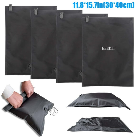 4pcs Vacuum Compression Bags for Travel, EEEkit Reusable Roll-Up Space Saver for Clothes, Small Luggage Vacuum Storage Bag