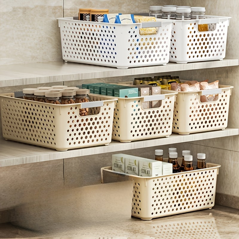 4pcs Versatile Plastic Storage Baskets - Stackable, Open-Top Organizers ...
