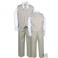 thumbnail image 1 of 4pcs Vest Sets Boys Pinstripe Formal Wedding Tuxedo Suits Khaki Taupe Beige S-20, 1 of 5
