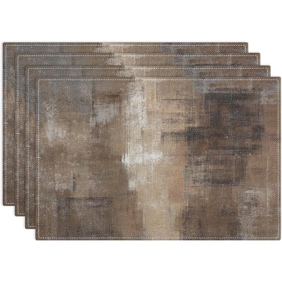 4pcs Vintage Abstract Messy Rusty Painting Placemats Table Mats Durable Washable Rustic Linen Vintage Placemats for Home Dinner Party Camping Wedding Table Decoration 12 x 18 Inch