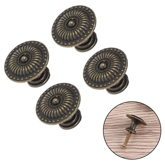 4pcs Vintage Cabinet Knobs Antique Bronze Cupboard Door Pull Knob Round Zinc Alloy Wardrobe Furniture Handle Desk Drawer Pulls