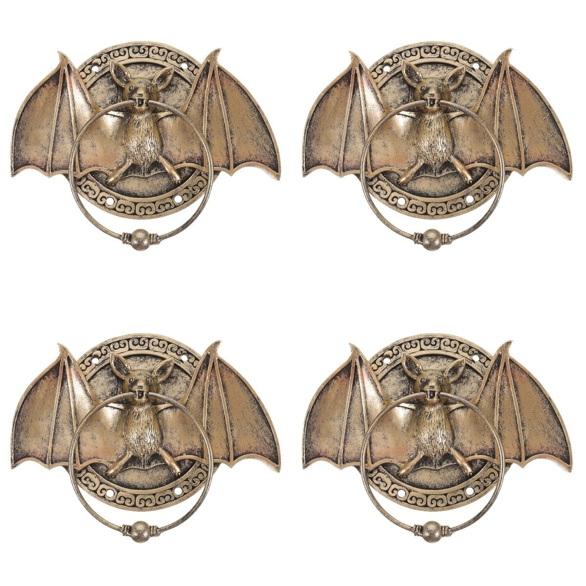 4pcs Vintage Door Knocker Bat Door Knocker 3D Antique Animal Front Door