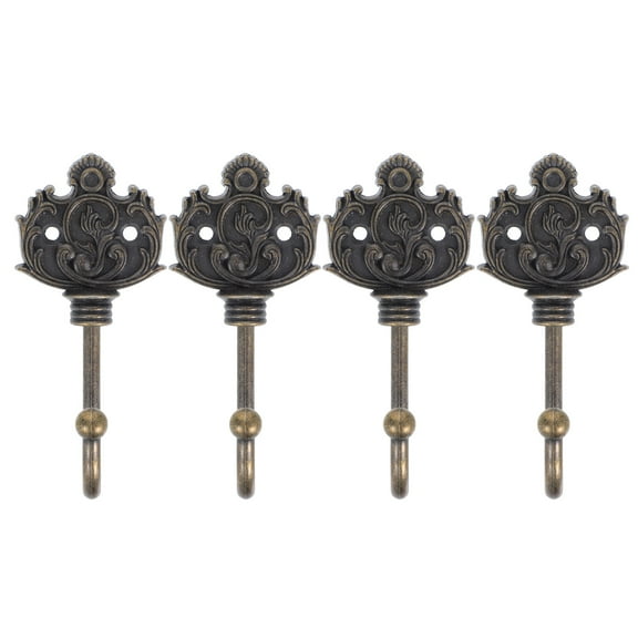 4pcs Vintage Metal Wall Hooks for Hanging Coats Hats Keys Decorative Wall Mounted Hooks for Home Decor Rustic Metal Entrance Hook