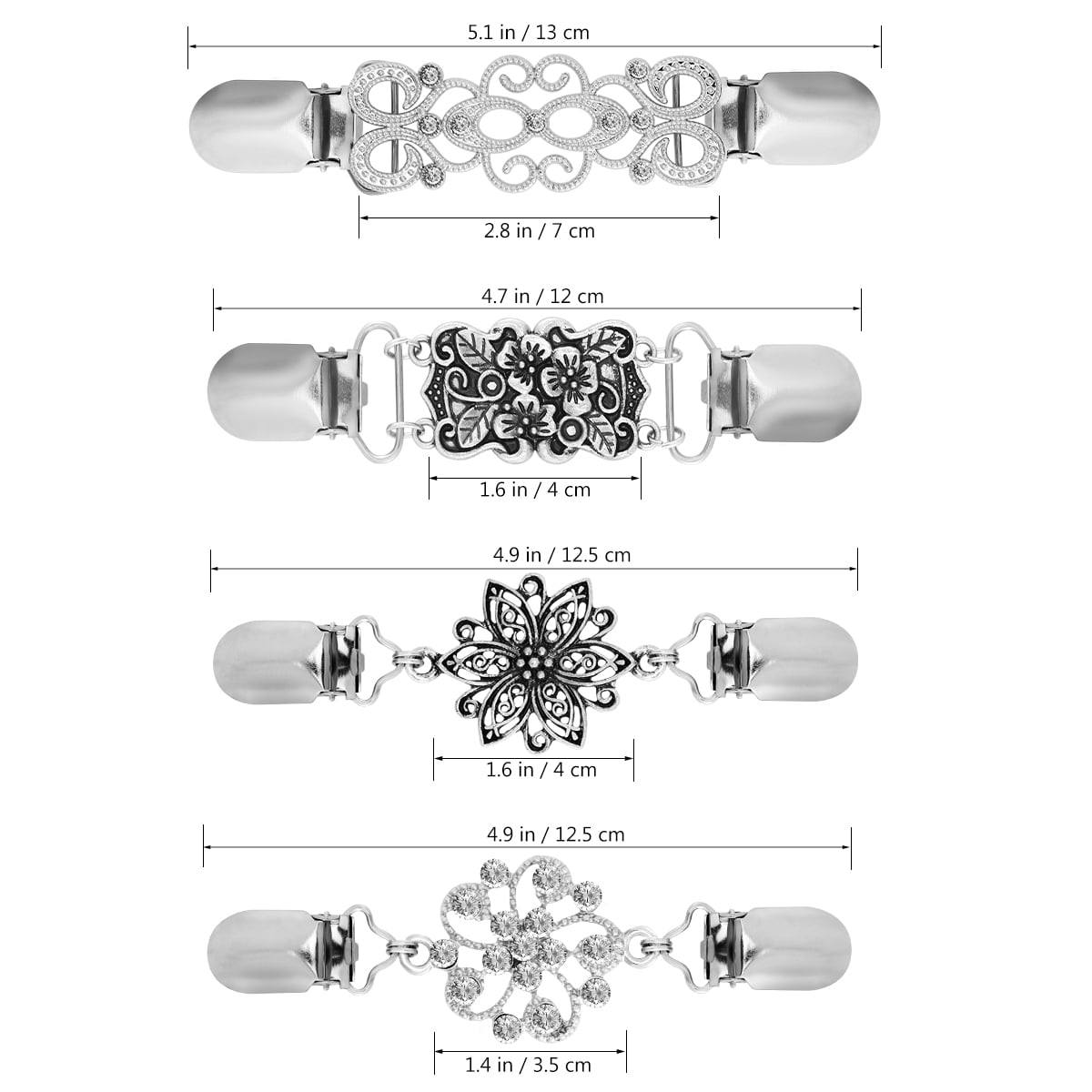 4pcs Vintage Sweater Chain Creative Silver Color Sweater Clips Cardigan