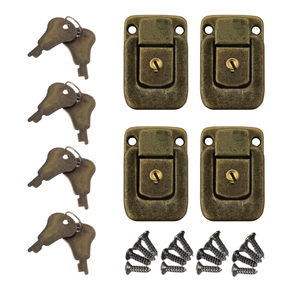 Vintage Black Horn Lock Swing Arm Latches – 2-Pack, Left & Right Hooks, For Jewelry Boxes, Wood Cases, Suitcases, Dollhouses