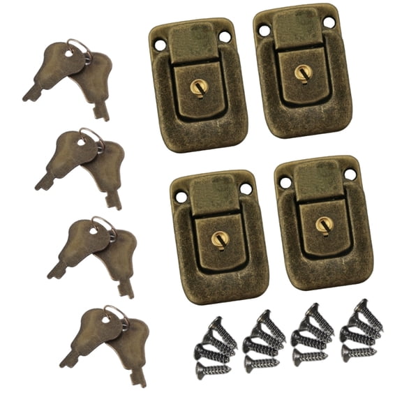 4pcs Vintages Iron Suitcases Lock Hasp Home Accessory for Jewelry Box Toolboxes and Wood Case with Key and Screws