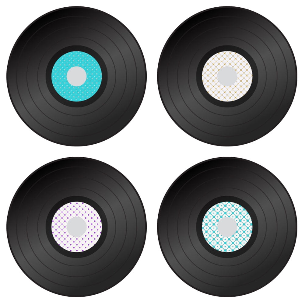 4pcs Vinyl Record Shape Stickers Blank Vinyl Records Vintage Fake Records Decorations Wall
