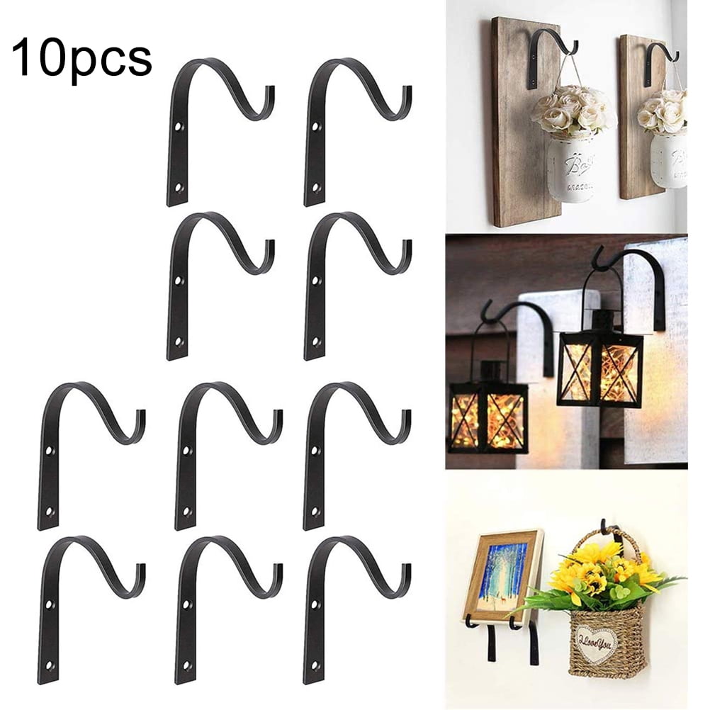 4pcs Wall Mount Hanging Basket Hook Metal Plant Flower Pot Hanger for