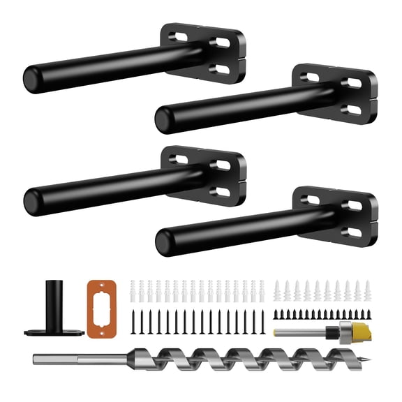 8pcs Wall Shelf Brackets Heavy Duty Floating Shelf Bracket Hidden,Invisible Black Shelving Brackets Decorative Floating Shelf Hardware Heavy Duty,Metal Shelf Support Bracket(6"-8pcs)