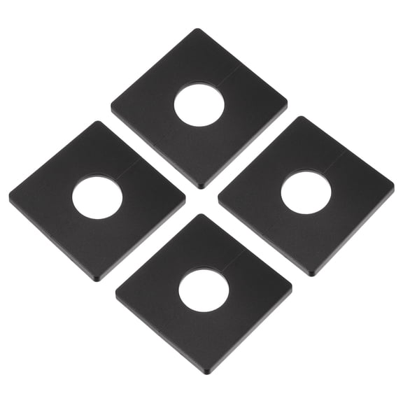 4pcs Wall Split Flange, ABS Square Escutcheon Plate Wall Mount Water Pipe Cover for 1.3" Diameter Pipe Black