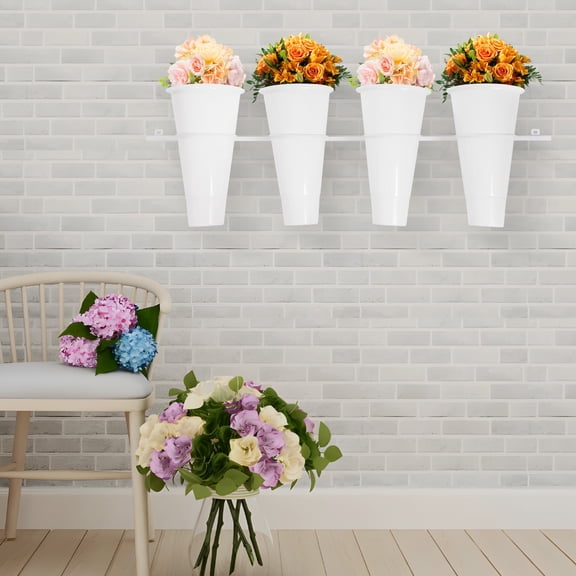 4pcs Wall-mounted Flower Stand, Flower Stand with Buckets, Wall-mounted Decorative Flower Display Stand Photography Background