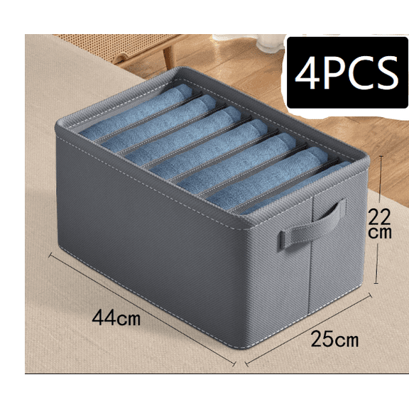 4pcs Wardrobe Clothes Organizer with Board Closet Organizers and Storage 7 Grids Divider Organizers Washable Compartment Storage Bins for Jeans T-shirt Pants Legging