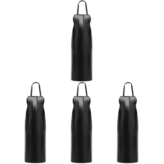4-Pack Rubber Vinyl Chef Aprons for Men, 53.5 Inch Kitchen Aprons