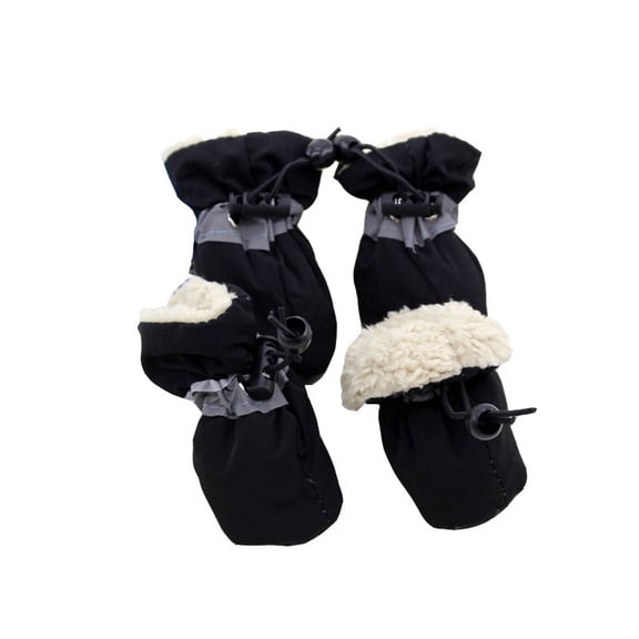 4pcs Waterproof Winter Pet Dog Shoes Anti-slip Rain Snow Boots Footwear Thick Warm for Small Cats Dogs Puppy Dog Socks Booties Black (4)