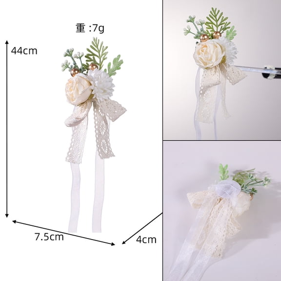 4pcs Wedding Wrist Corsage For Prom Boutonniere Men Wedding Flowers Wristlet Accessories Bridesmaid Wristband For Prom Ceremony Anniversary