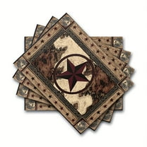 4pcs West Texas Star Table Placemats Table Mats Durable Washable Rustic Linen Vintage Placemats for Home Dinner Party Camping Wedding Table Decoration 12 x 18 Inch