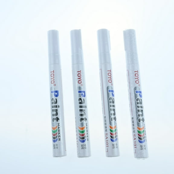 4pcs White Paint Pens - 3mm Waterproof Permanent Marker for Tyre, Metal, Leather, Wood, Glass, Rocks, Plastic. Oil Based, Strong Coverage, Heat-Resistant, Smudge-Proof.
