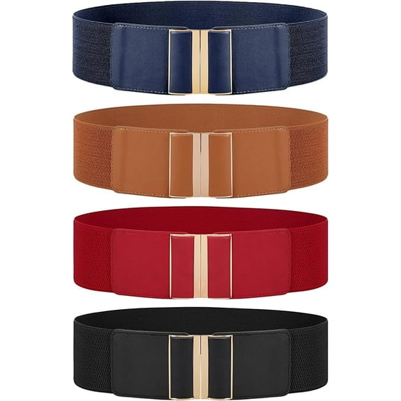 4pcs Wide Elastic Waist Belt Dress Belts for Women
