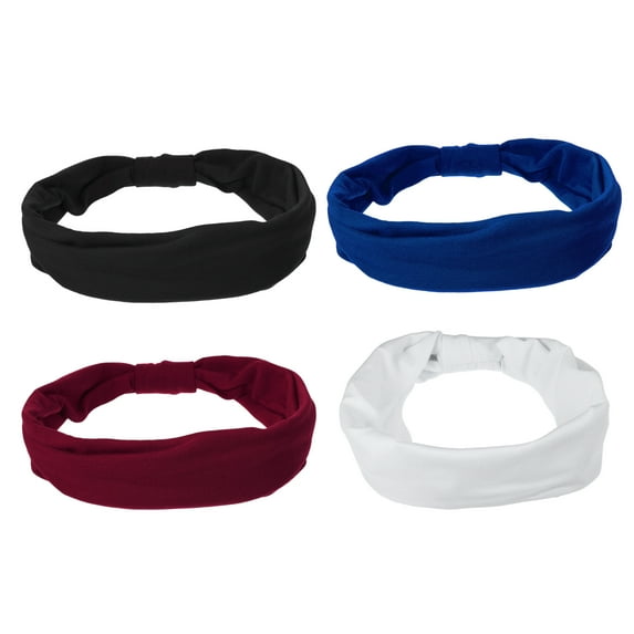 4pcs Wide Headbands Twisted Knot Wide Headbands Non-Slip Headbands for Women Black White Red Blue