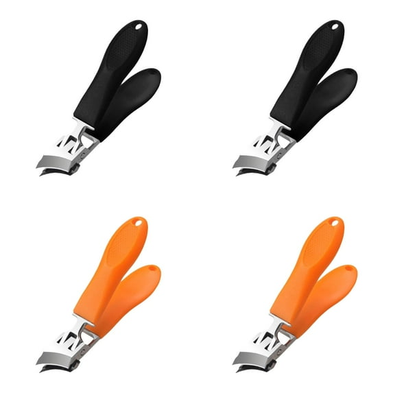 4pcs Wide Jaw Opening Anti-Splash Slanted Nail Clipper Large Slanted Stainless Steel Toe Nails Clippers Long Handle Curved Nail Trimmer Curved Toenail Clippers for Women Men