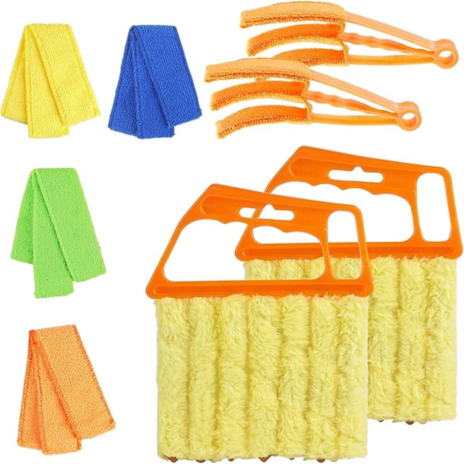 4pcs Window Venetian Blind Cleaner Duster Tool,Blind Duster for Cleaning,Microfiber 7Finger Duster Brush Dusting Cleaner Tool for Window Shutters Air Conditioner Vinyl Wood Blinds,with 4 Cloth Cover