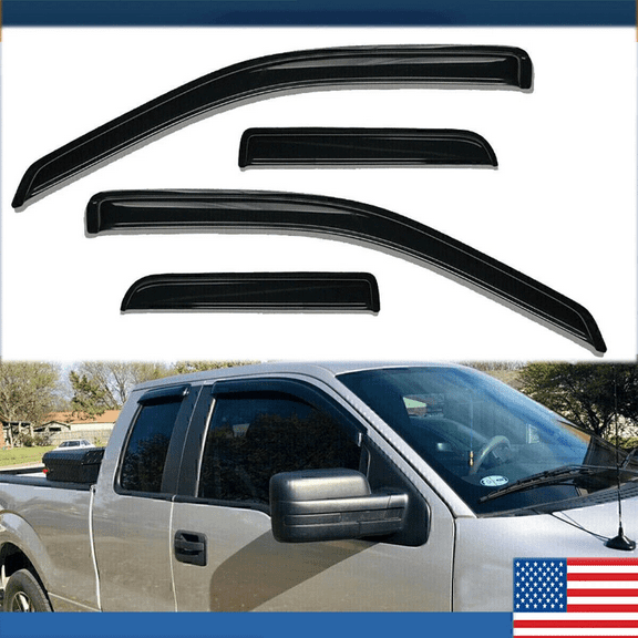 4pcs Window Visor Rain Guards Compatible with 2004-2014 Ford F150 Smoke Wind Deflectors, UV-Resistant