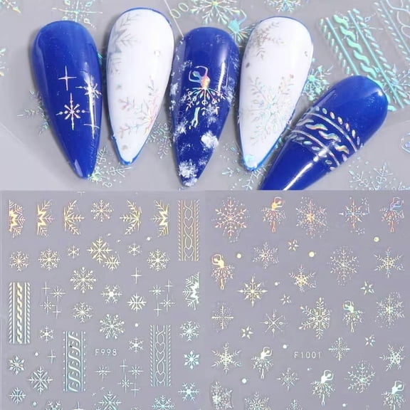 4pcs Winter Snowflake Nail Art Stickers - Self-Adhesive Nail Wraps for Festive Christmas & New Year Designs