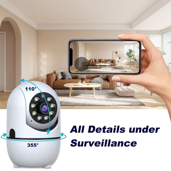 4pcs Wireless Security Camera Indoor with 355 Pan & Tilt, Night Vision, Motion Detection, 2-Way Talk, Baby/Pet Monitor, 2.4/5G WiFi, Support Cloud & Max. 256G SD Stroage, Alexa Compatible