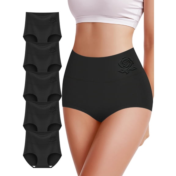 4pcs Women's High Waisted Underwear Tummy Control Ladies Panties Postpartum Briefs