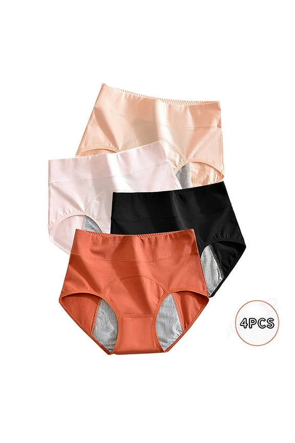 4pcs Women's Menstrual Leak Proof Menstrual Pants High Waist Waist Women's Physiological Pants Womens Plus Size Panties