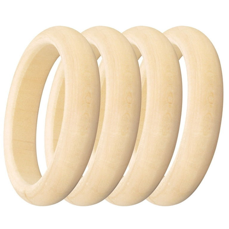 Leifggao 4pcs DIY Wood Bangles Unfinished Bracelets Smooth Unfinished Wood Circles Walmart