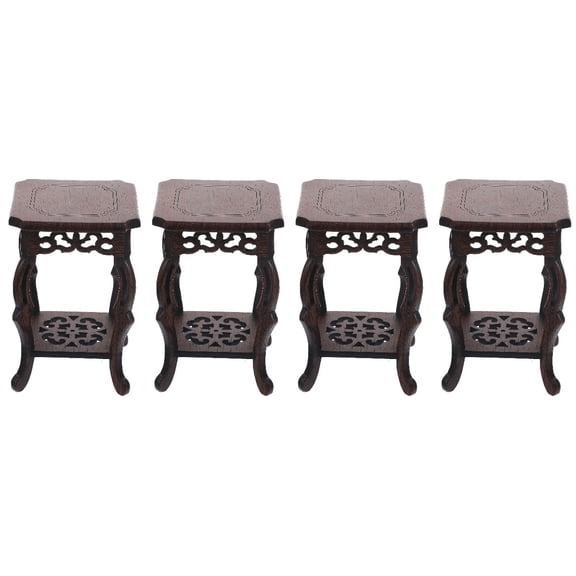 Foxnovo Wooden Flower Pot Base Sturdy Display Pedestal for Plants Home Decor 4Pcs
