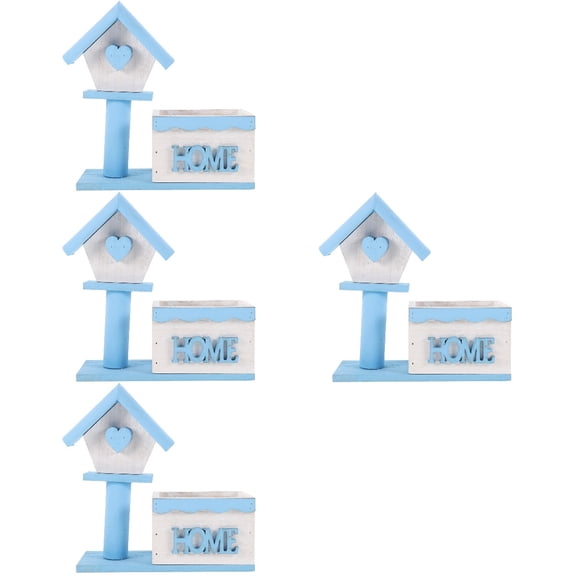 4pcs Wood House Flowerpot Window Box Planters Indoor Small Plant Pot Succulent Flower Pot Decor