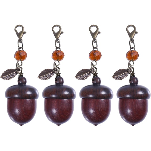 4pcs Wooden Acorn Keychain Decoration with Alloy Lobster Claw Clasps Wooden Acorn Box Keychain Charm