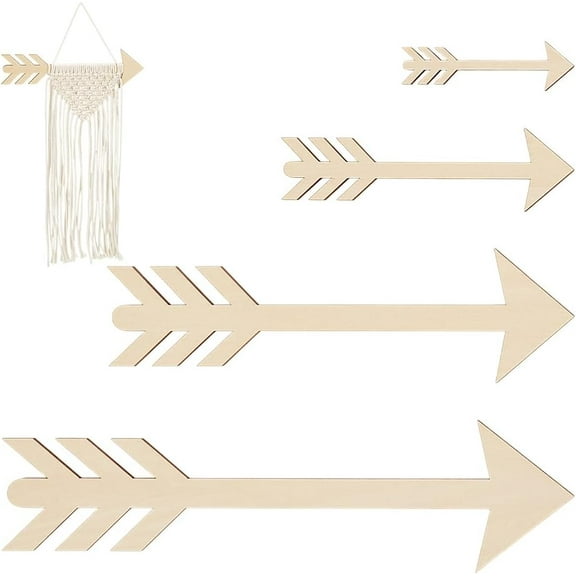 4pcs Wooden Arrow Outline Frame Wood Hoop Rings Macrame Art Frame Weaving Macrame