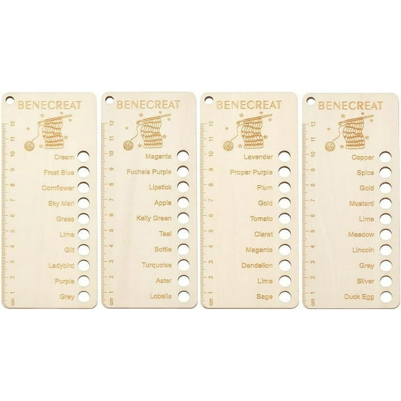 4pcs Wooden Embroidery Floss Organizer 11-Holes with Numbers Rectangle Thread Project Cards Winding Plate Board Card for DIY Sewing Stitch Storage Thread DIY