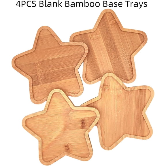 4pcs Wooden Mosaic Base, pentagram Shapes Substrates for Mosaic Crafts DIY Mosaic Tiles Coaster Base