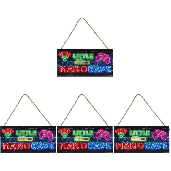 4pcs Wooden Neon Sign Boys Room Door Sign Wall Decoration for Bedroom Nursery Playroom