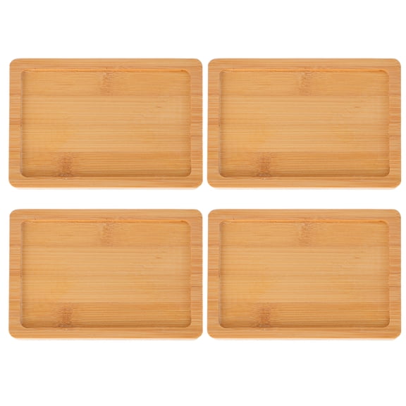 LABSERRON 4Pcs Chocolate Wooden Flowerpot Tray Plant Pot Base Plate Multipurpose Tray for Surface Protection